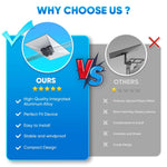 Load image into Gallery viewer, Starlink Standard Roof Rack Mount comparison chart showing advantages over competitors, featuring high-quality integrated aluminum alloy, perfect fit, easy installation, stable windproof design, and compact structure versus ordinary plastic metal and unstable mounts