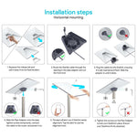 Load image into Gallery viewer, Step-by-step installation guide for Starlink Standard Pipe Adapter in horizontal mounting, showing how to route the Starlink cable, connect to the dish, slide the pipe adapter, align using the Starlink app, and securely tighten screws for a stable setup.