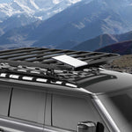 Load image into Gallery viewer, Starlink Mini Roof Rack Mount installed on an off-road vehicle roof rack securely holding the Starlink Mini Dishy
