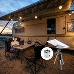Load image into Gallery viewer, Nighttime RV camping with reliable internet access powered by Starlink Mini Tripod Mount Adapter for remote work and streaming.