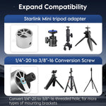 Load image into Gallery viewer, Starlink Mini Tripod Mount Adapter with 1/4"-20 to 3/8"-16 conversion screw for use with various tripods and mounting brackets