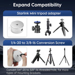 Load image into Gallery viewer, Starlink Mini Tripod Mount Adapter with 1/4"-20 to 3/8"-16 conversion screw for use with various tripods and mounting brackets