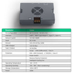 Load image into Gallery viewer, Gigabit PoE Injector specifications: Gigabit 10/100/1000M, DC 9–36V input, 52V±3% 6A (320W) PoE output, dual USB (12V/5V), ESD/surge and reverse polarity protection, smart fan