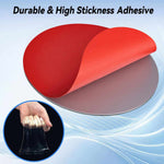 Load image into Gallery viewer, Starlink Magnetic Mount Metal Plates show a round gray steel pad with a red adhesive liner peeled back, revealing its surface.
