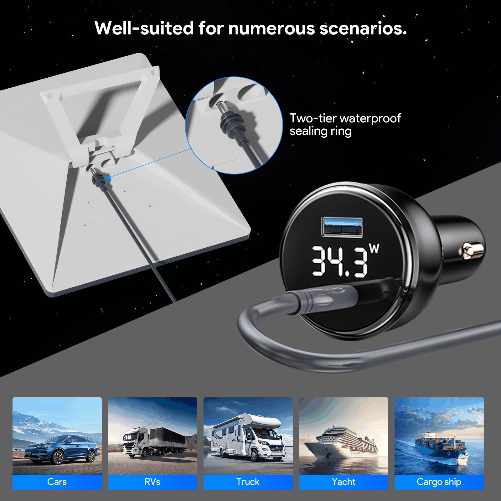 Starlink Mini DC Power Cable & Car Charger 9.8FT 2-in-1 ABS Materials ...