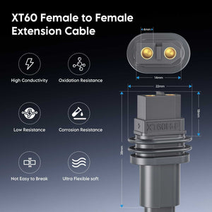 XT60 Extension Cable 12AWG 6.56ft – Compatible with Starlink Gen3, Standard, Enterprise & Advanced Power Supply – Battery, Solar, Power Station