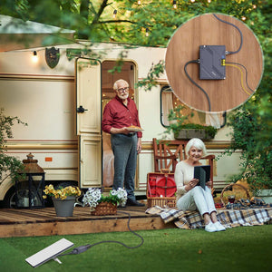 Starlink Mini 150W GigE Passive PoE Injector ensuring reliable Starlink satellite internet for RV travelers, ideal for outdoor living, picnics, and mobile connectivity.