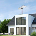 Load image into Gallery viewer, Starlink Standard Pipe Adapter on white contemporary villa – A white modern villa with a Starlink dish mounted via the Starlink Standard Pipe Adapter, ensuring wide home internet coverage.
