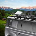 Load image into Gallery viewer, Starlink Mini Roof Rack Mount mounted on an SUV roof rack, perfectly fitting the Starlink Mini Dishy
