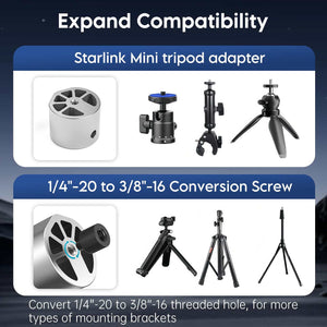 Starlink Mini Tripod Mount Adapter with 1/4"-20 to 3/8"-16 conversion screw for use with various tripods and mounting brackets