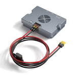 Load image into Gallery viewer, Top view of a compact metal-cased Starlink Mini 150W GigE Passive PoE Injector, connected with power cable.
