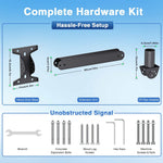 Load image into Gallery viewer, Starlink Adjustable Home Mount hardware kit with black metal base, extension arm, V5 pipe adapter, bolts and screws