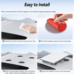 Load image into Gallery viewer, Starlink Magnetic Mount Metal Plates shown as round adhesive steel pads applied to a vehicle roof for magnetic mounting.